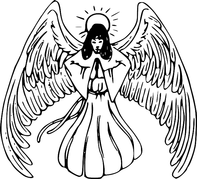 Baby, Black, Tribal, Simple, Outline, Hand, Drawing - Angel Clip Art (640x581), Png Download