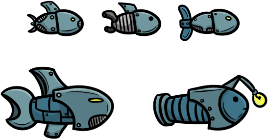 Robotic Fish Design - Robot Fish Drawing (600x400), Png Download