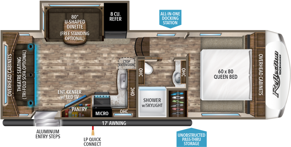 Reflection 150 Series Fifth-wheel Floorplans - 2018 Grand Design Reflection 150 Series 230rl (1024x600), Png Download