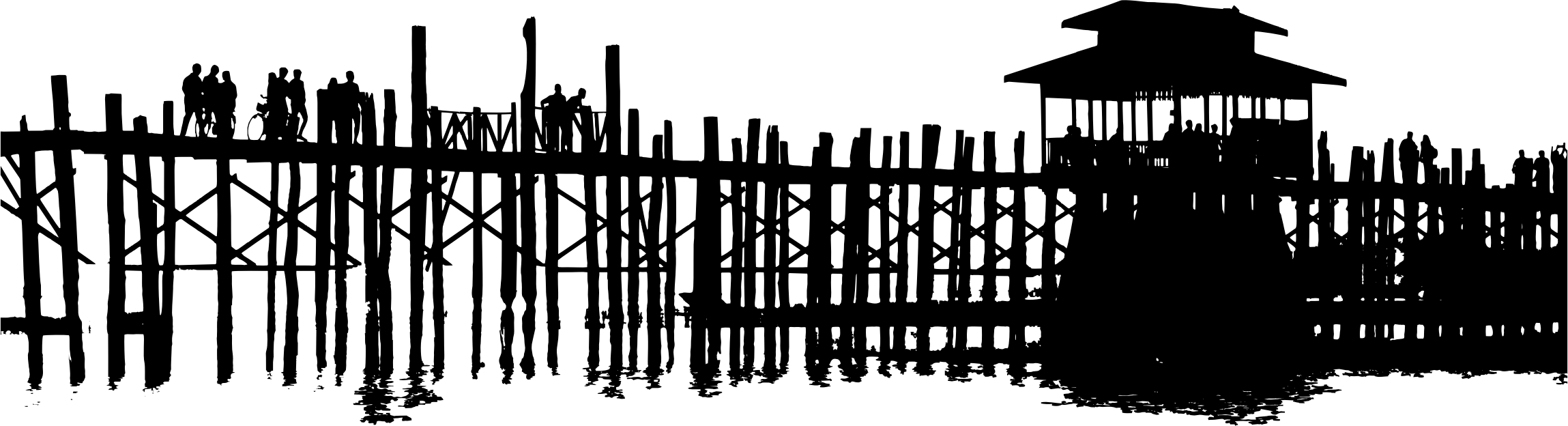 This Free Icons Png Design Of Pier Reflection Silhouette (2298x624), Png Download