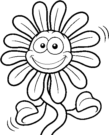 Dibujo De Flor Animada Para Colorear - Drawing (600x470), Png Download