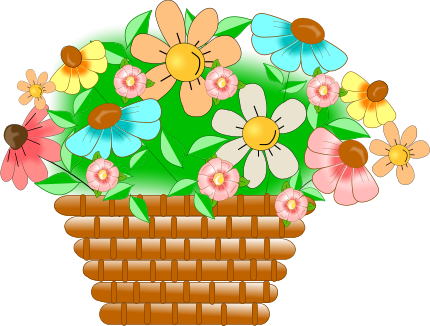 Cesta Con Flores - Canasta De Flores Png (430x326), Png Download