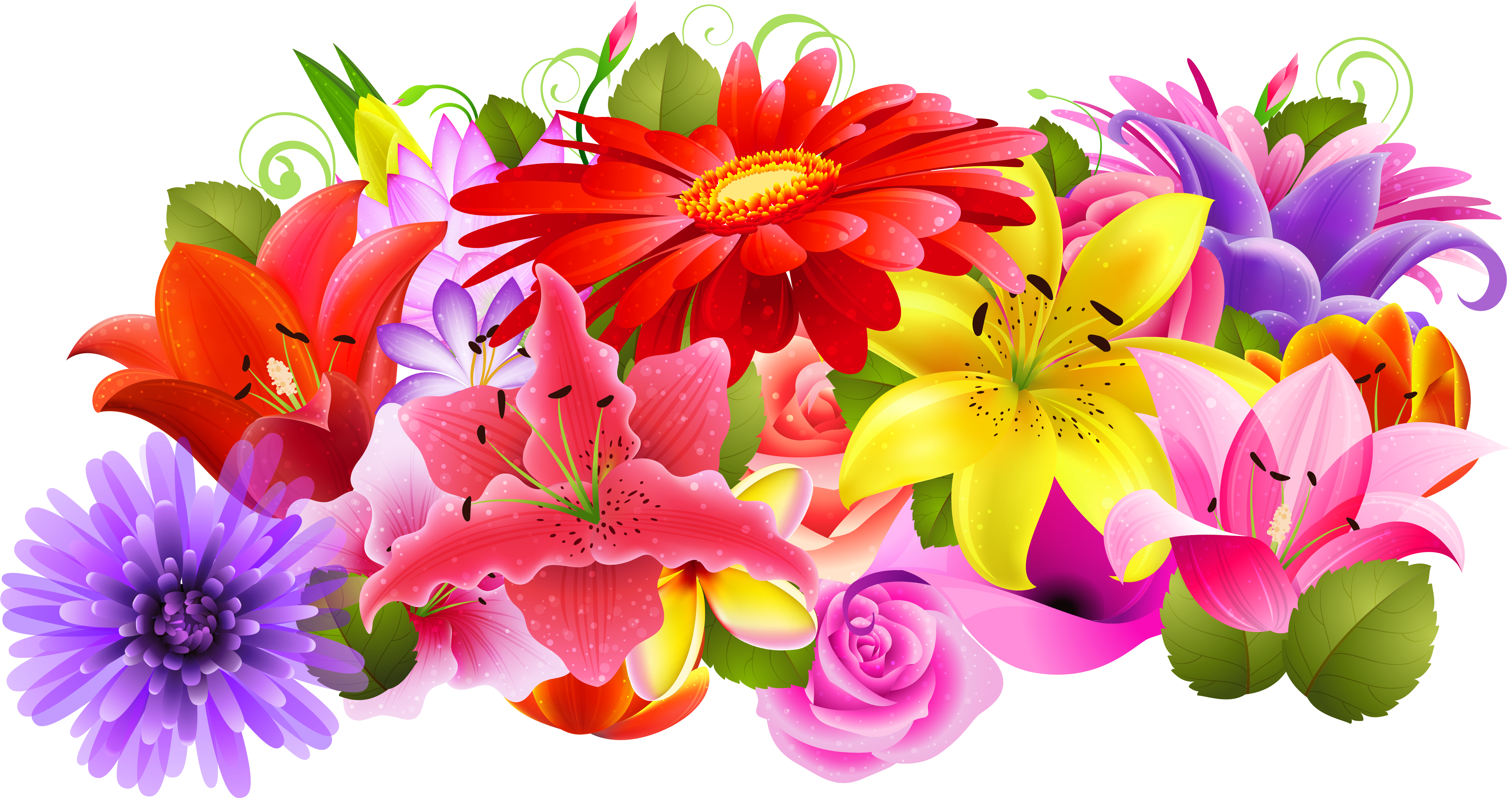 Imágenes De Flores De Colores - Free Floral Decoration Clip Art (600x325), Png Download