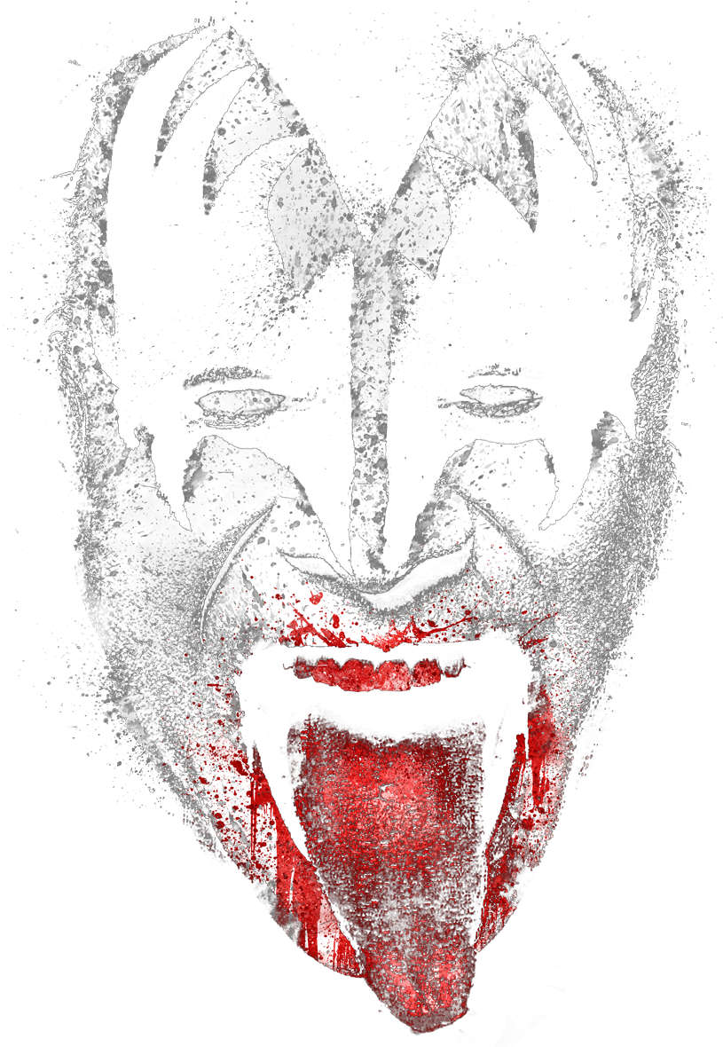 Kiss Demon Face Juniors V Neck T Shirt - T-shirt (850x1179), Png Download