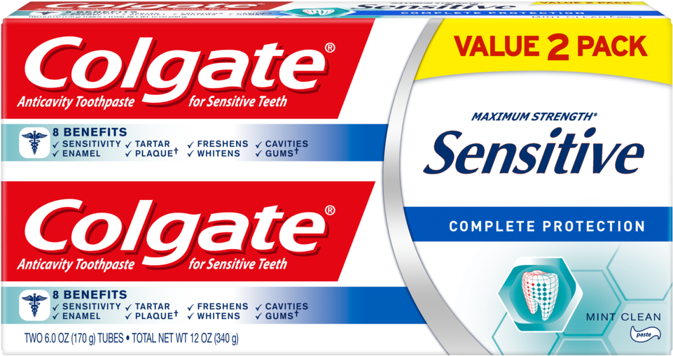 Colgate Sensitive Toothpaste, Complete Protection, - Colgate Sensitive (1000x1000), Png Download