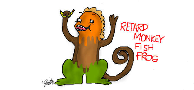 More Like Retard Monkey Fish Frog By Kelsyscakes - Drawing (900x582), Png Download