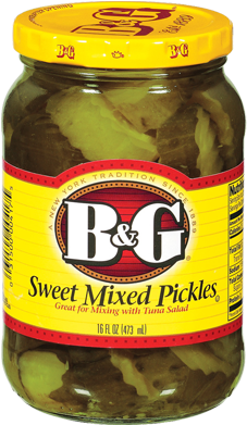 B&g® Sweet Mixed Pickles - B&g Kosher Dill Pickle Chips With Whole Spices (400x400), Png Download