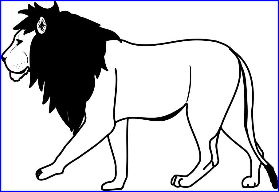 Amazing Line Drawing Library A U Activities - Clipart Black And White Lion (908x627), Png Download