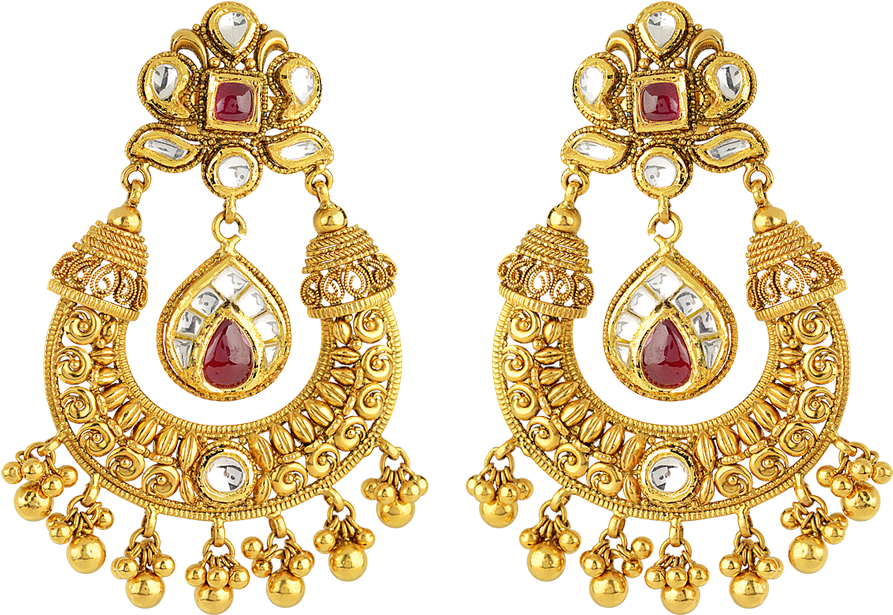 Earring Png Free Download - Gold Jewellery Earrings Png (1200x1000), Png Download