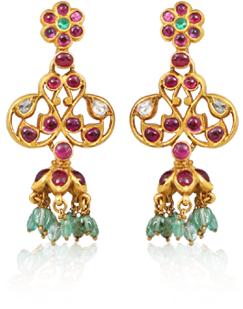 Ruby Emerald Chandelier Earrings - Earring (400x400), Png Download