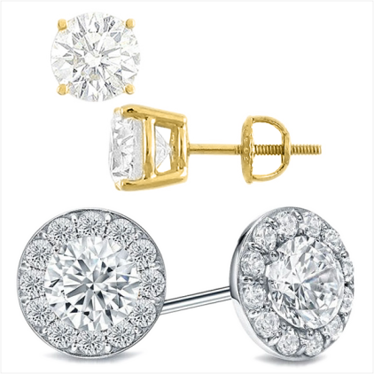 Cz Earrings - Fine Jewelry Vault Uberbk200agcz Cz Halo Stud Earrings (422x422), Png Download