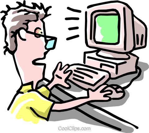 Hombre Trabajando En La Computadora Libres De Derechos - Clip Art (480x428), Png Download