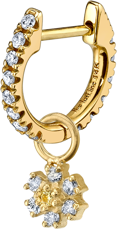 Diamond Flower Hoop Earring Charm - Body Jewelry (1800x1800), Png Download