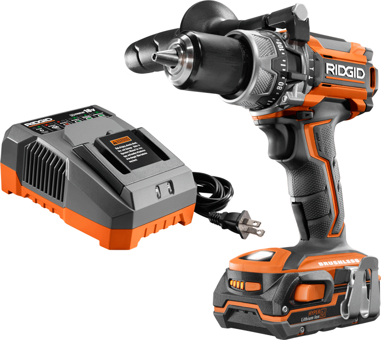 Includes Drill, Impact Driver, Charger, - Ridgid 18-volt Lithium-ion Cordless Brushless Hammer (750x670), Png Download