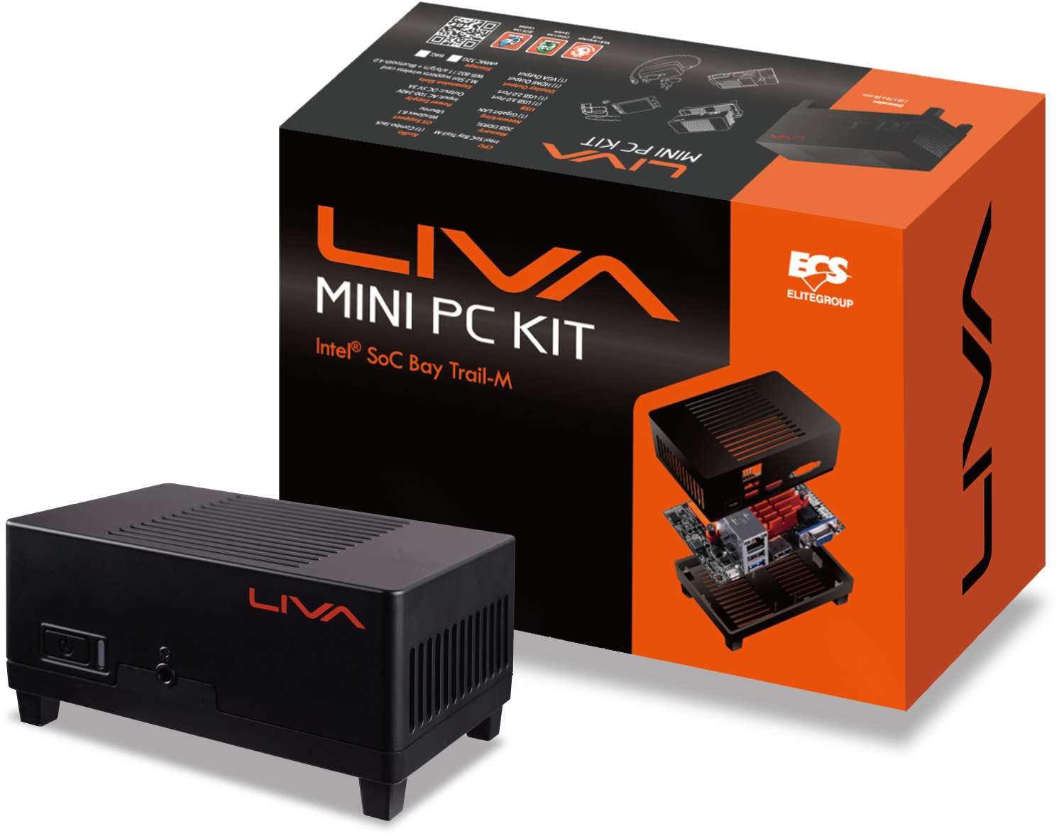 Ecs Introduces Liva World's Smallest Windows-based - Liva Mini Pc Kit (1656x1295), Png Download