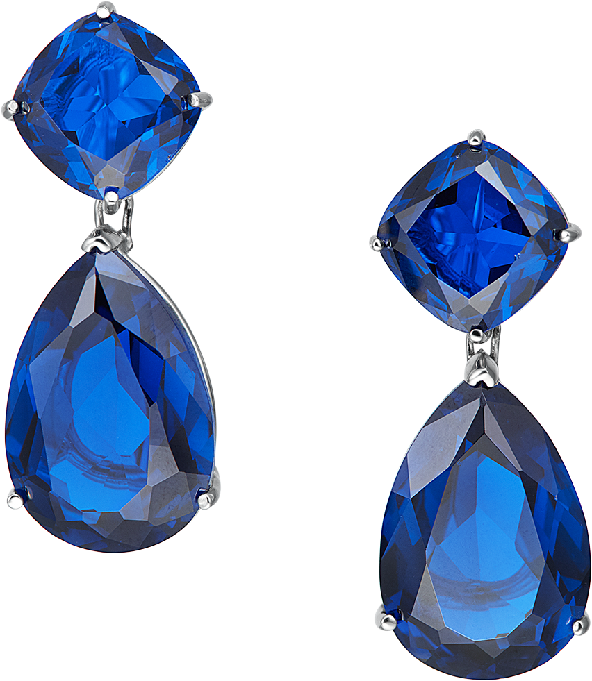 Angelina Drop Omega Clip On Earrings Blue - Blue Stone Clip On Earrings (1200x1200), Png Download