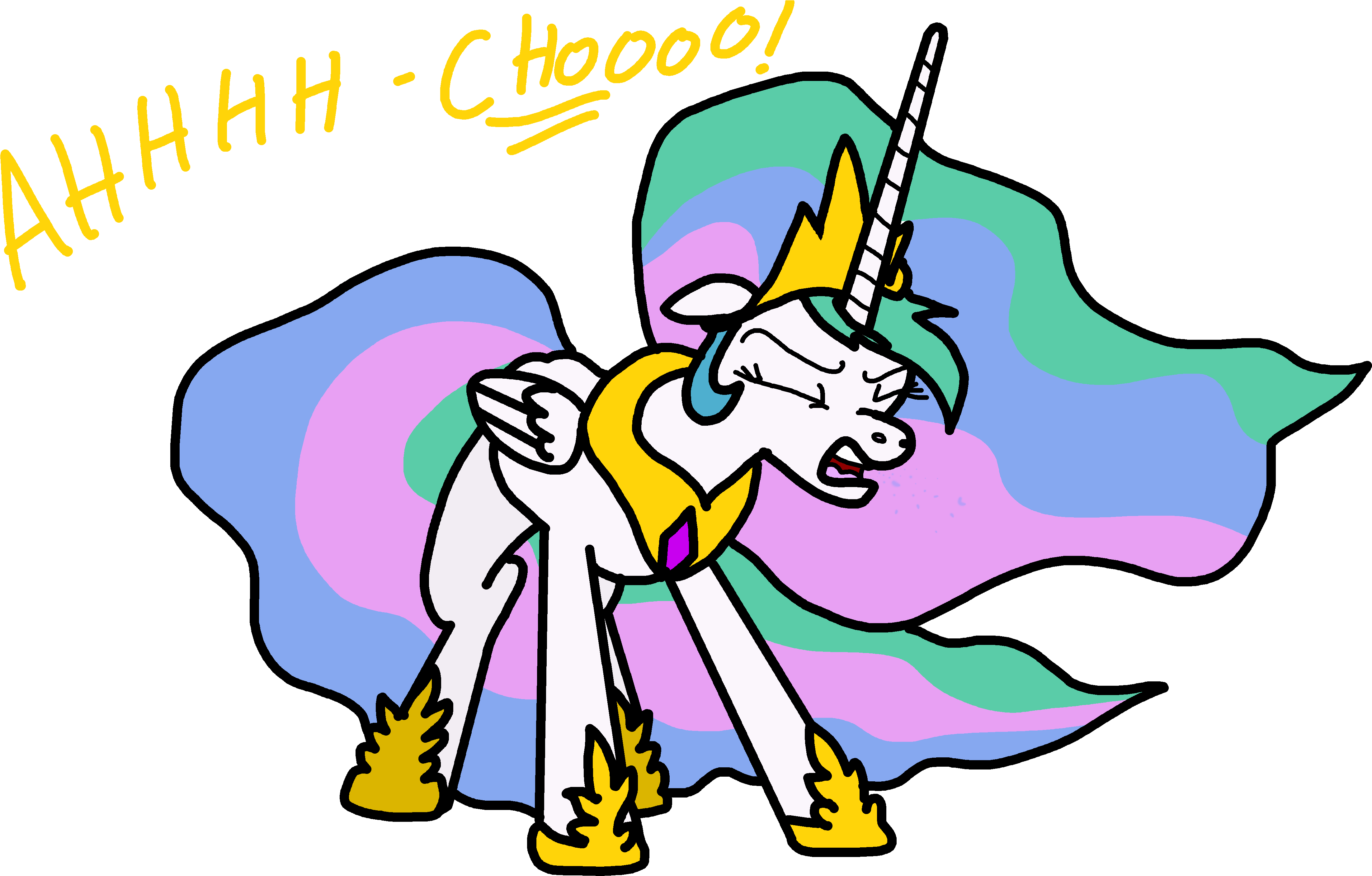 Artist Needed, Princess Celestia, Royalty, Safe, Sneezing, - Throat (4548x2854), Png Download
