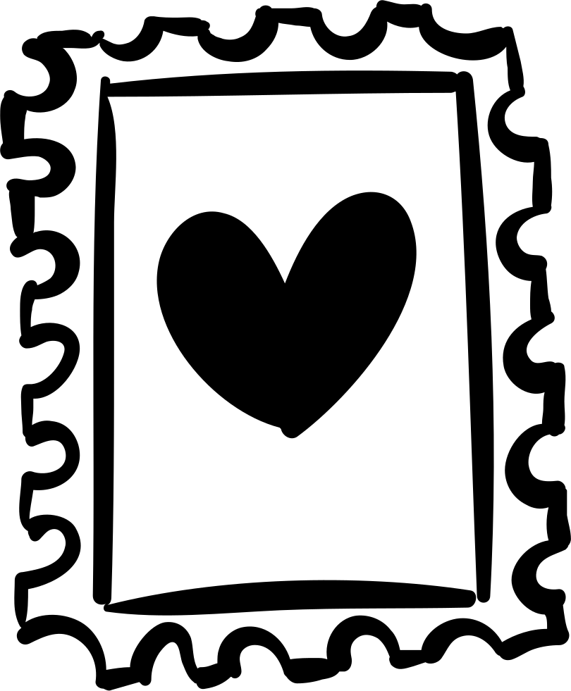 Stamp With Heart Drawing - Selo Desenho (810x981), Png Download