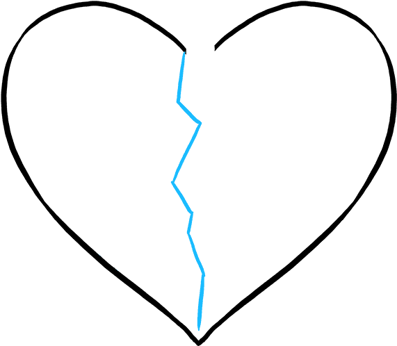 How To Draw A Broken Heart Really Easy Drawing Tutorial - Drawing (680x678), Png Download
