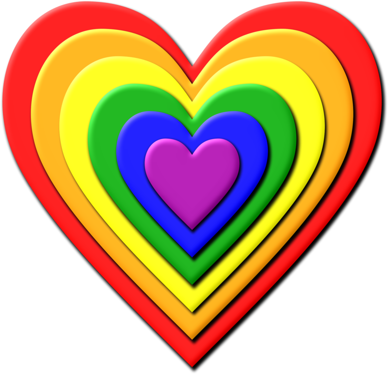 Rainbow Computer Icons Heart Drawing - Rainbow Heart Clip Art Free (778x750), Png Download