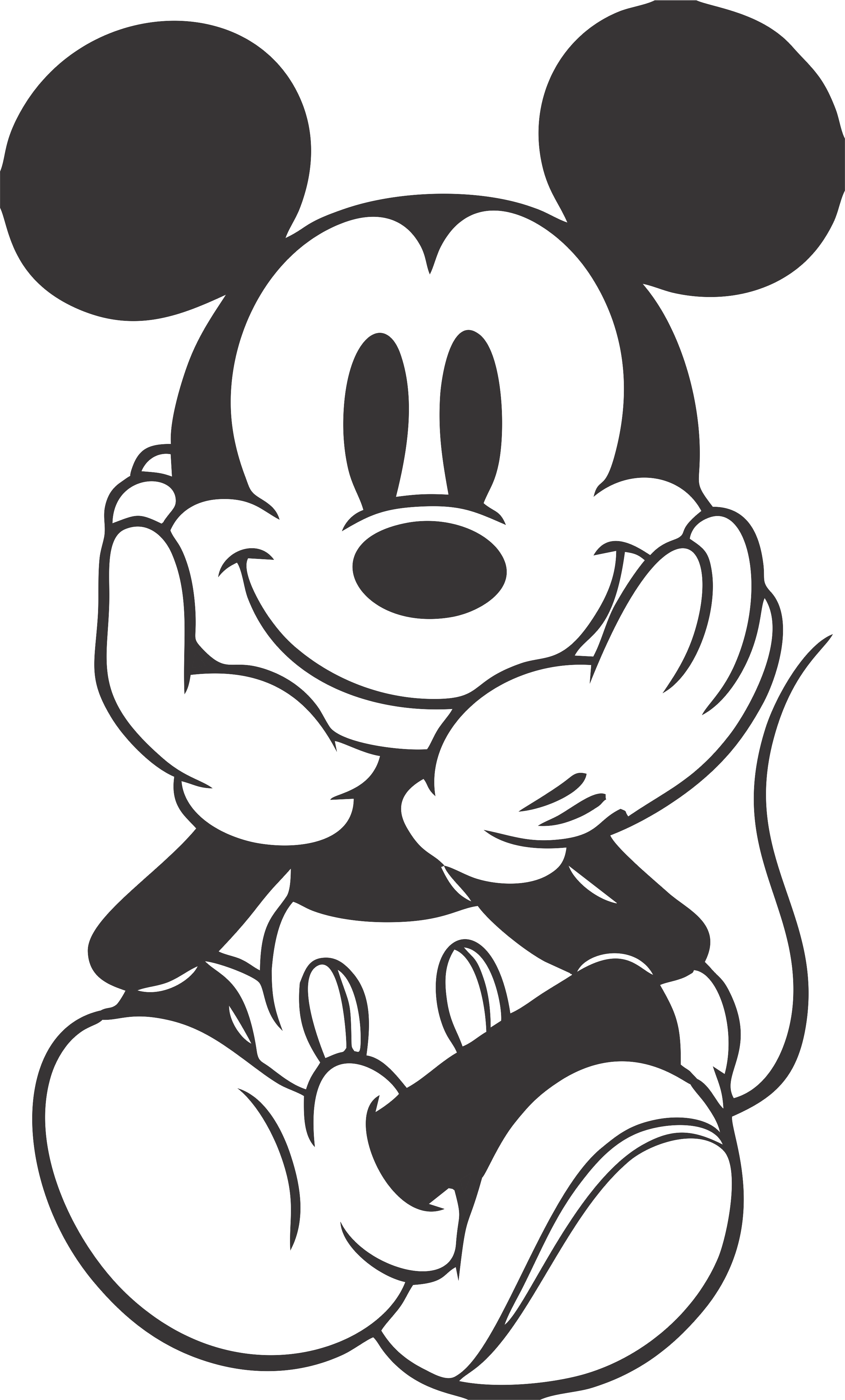 Mickey Mouse Pinterest Disney Mickey Mouse And Silhouette - Disney Minnie & Mickey Mouse Girls Sweatshirt, (2835x4699), Png Download