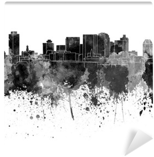 Nashville Skyline In Black Watercolor On White Background - Nashville Black And White (400x400), Png Download