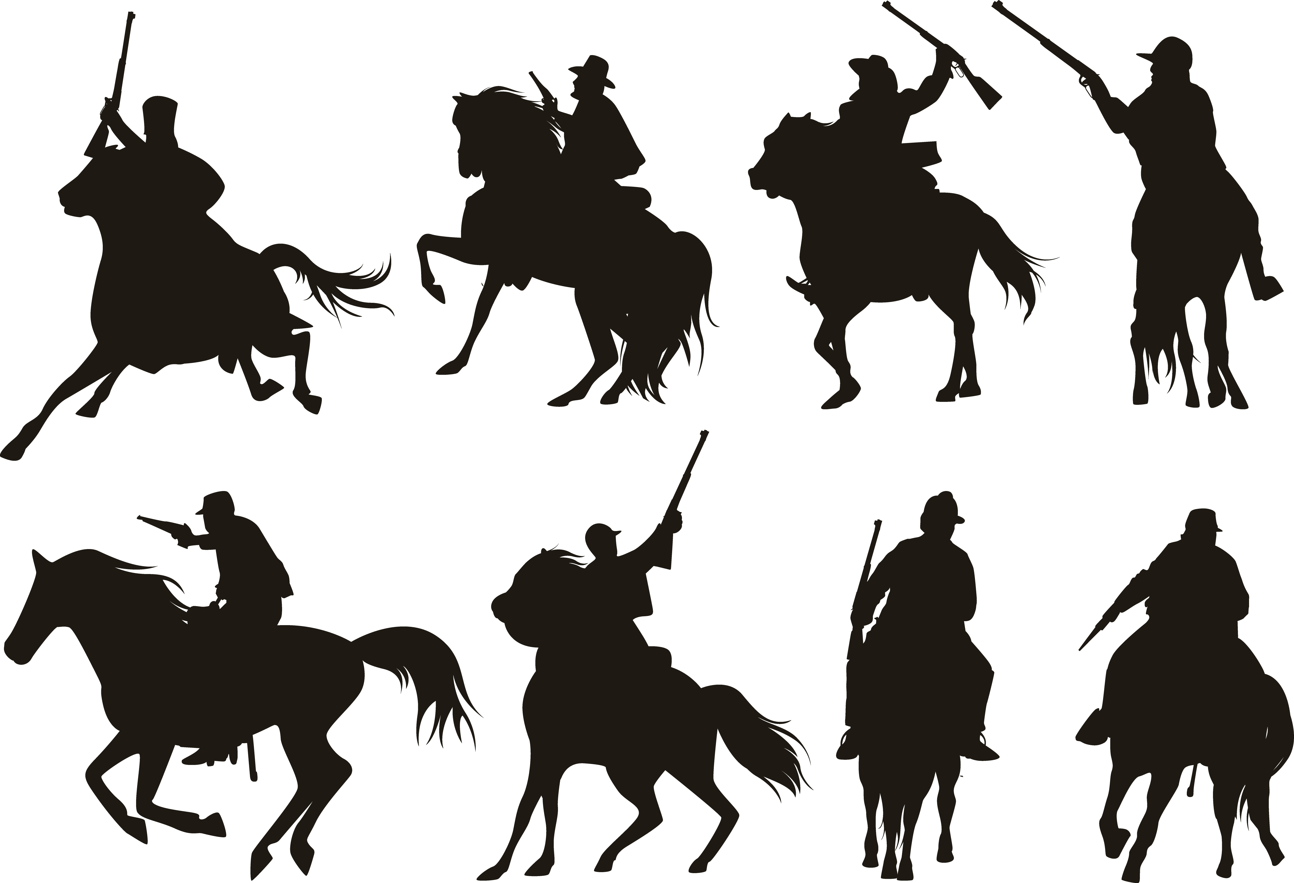 Horse Silhouette Knight Cavalry - Cavalry Silhouette Png (5239x3575), Png Download