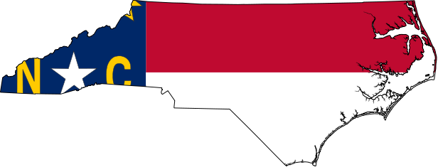 The State Of North Carolina - North Carolina State Outline With Flag (616x235), Png Download