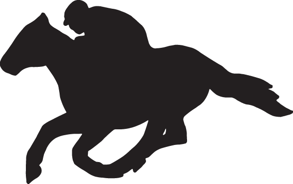 Jockey On Horse Silhouette (600x377), Png Download