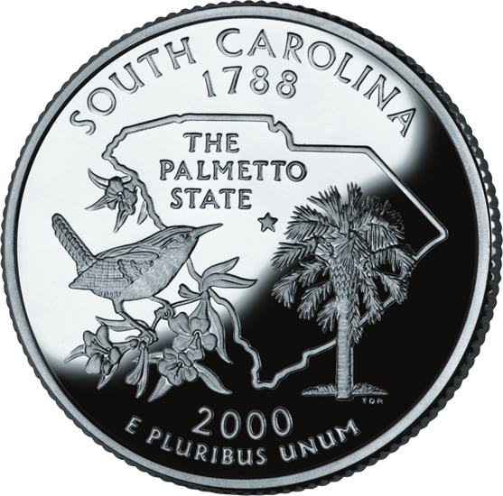 South Carolina State Quarter - 2000 State Quarter (557x550), Png Download
