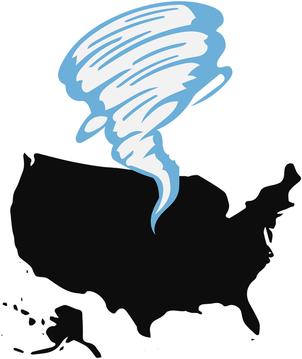 Tornado Usa United States Of America - Map America Vector (1280x1280), Png Download