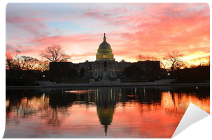 United States Capitol Building Silhouette At Sunrise - Poster: Orhan's Capitol Building In A Cloudy Sunrise (400x400), Png Download