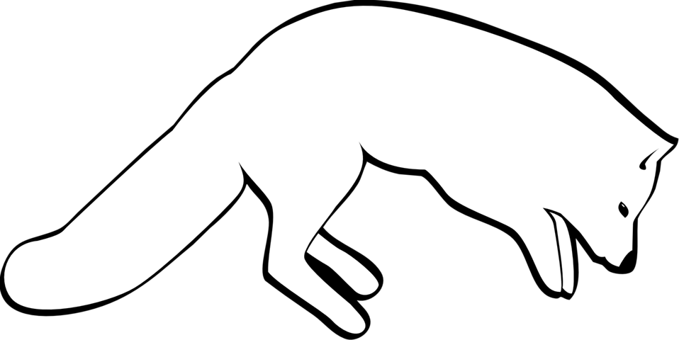 Transparent Black And White Animated Fox (800x401), Png Download