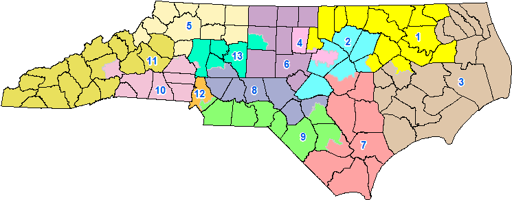 Nc Congressional Districts (751x295), Png Download