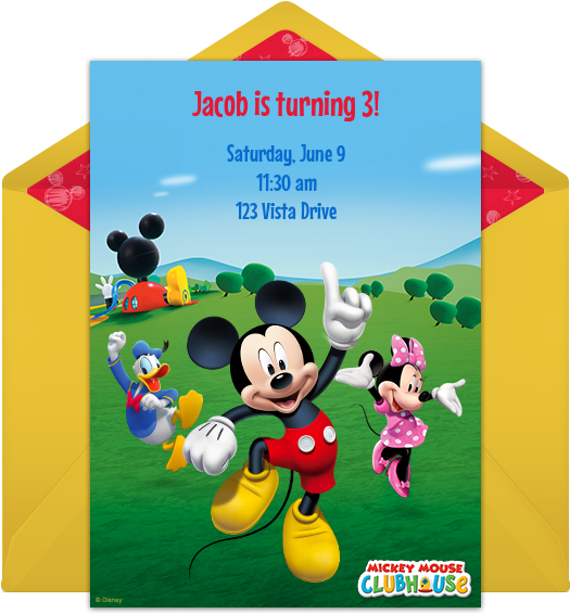Download Mickey Mouse Clubhouse Online Invitation - Mickey Mouse Club House  PNG Image with No Background 