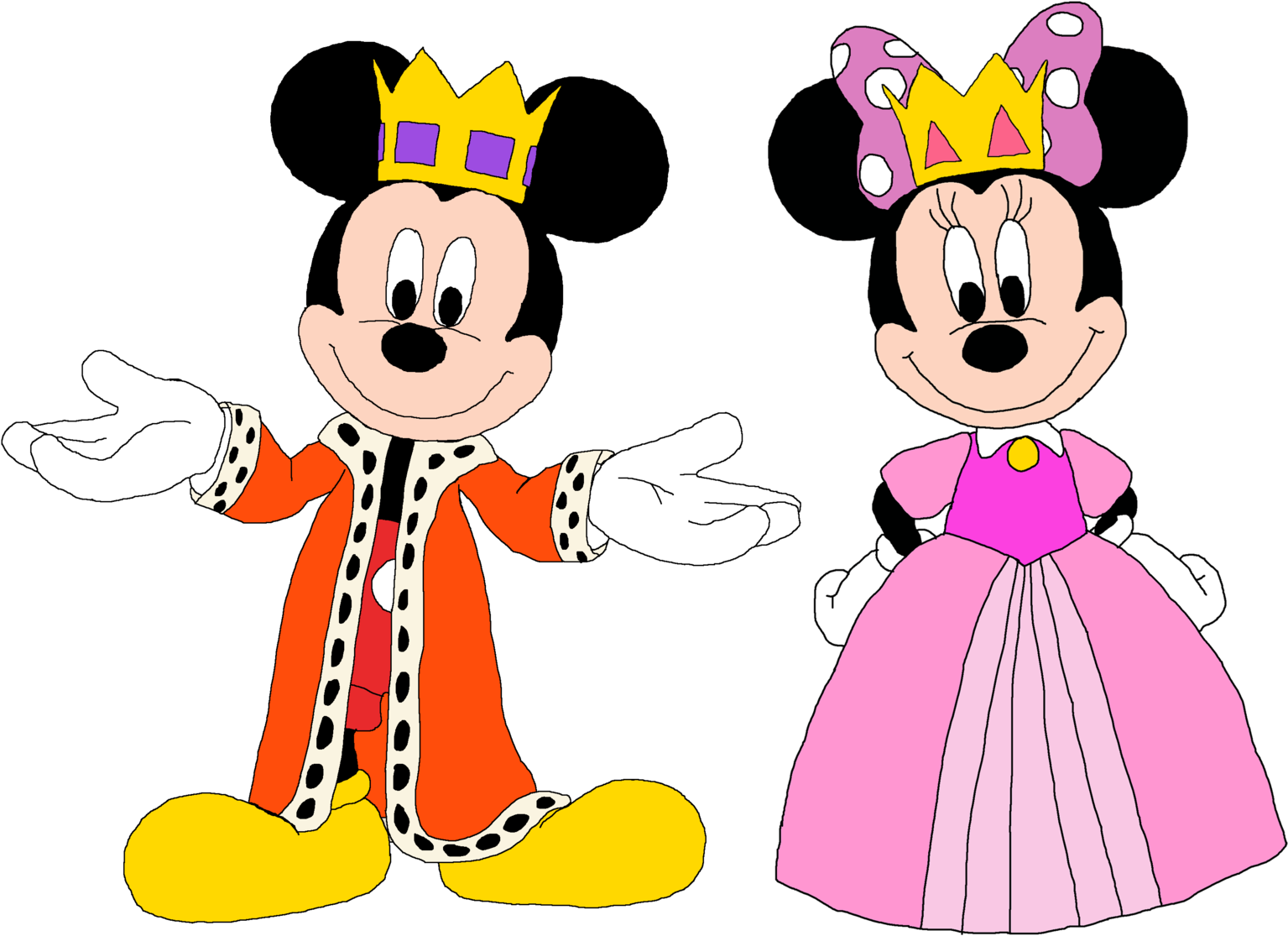 Mickey Mouse Clubhouse Princess Minnie Rella - Mickey And Minnie Mouse Princess (1535x1115), Png Download