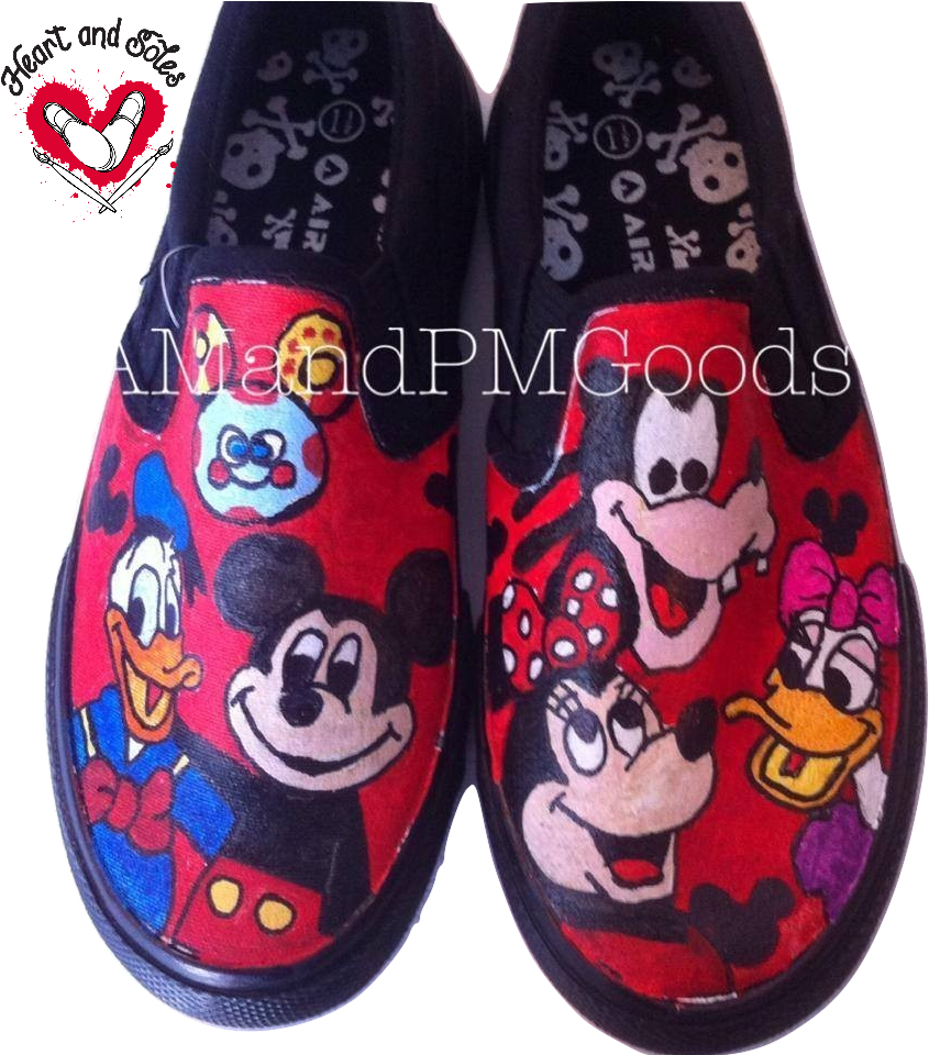 Mickey Mouse Clubhouse Hand Painted Shoes - Mickey Mouse Clubhouse (886x959), Png Download