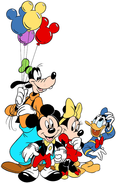 Mickey, Minnie, Donald, Goofy With Ears Balloons - Disney Coloring Pages (395x622), Png Download