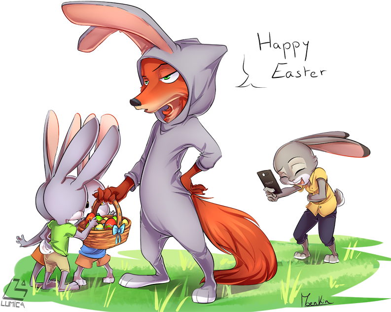 Appy Easter Lumica Nick Wilde Lt - Nick And Judy Cute (800x662), Png Download