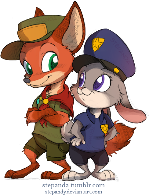 “ Nick Wilde And Judy Hopps By Stepandy This Is My - Young Judy And Nick (500x643), Png Download