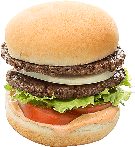 100% All Beef Patty, Garden Fresh Plump Red Tomatoes - Hamburger (450x475), Png Download