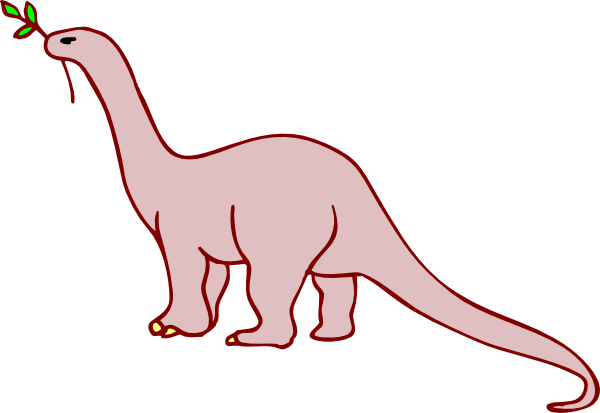 Dinosaur Clipart Leaves - Long Neck Dinosaur Drawings (600x413), Png Download