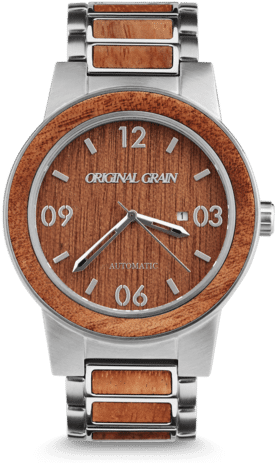 Barrel Auto 47mm - Original Grain Barrel - Mahogany Wood Mens Watch (480x480), Png Download