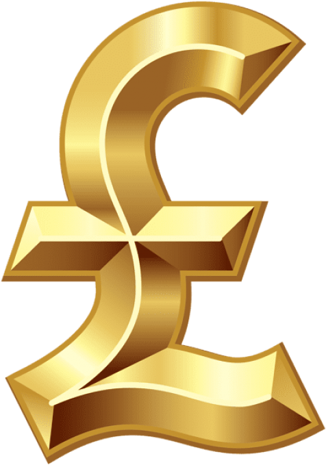 British Pound Sign Png Clip Art - Pound Sterling Gold Png (419x600), Png Download