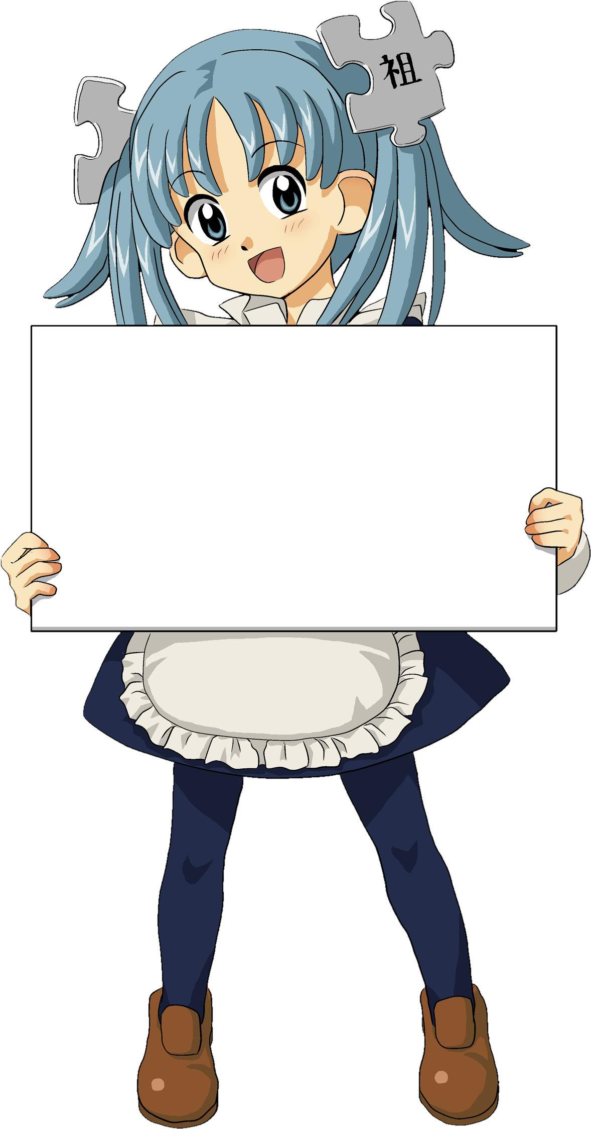 Wikipe-tan Holding Sign - Holding A Sign (1250x2300), Png Download