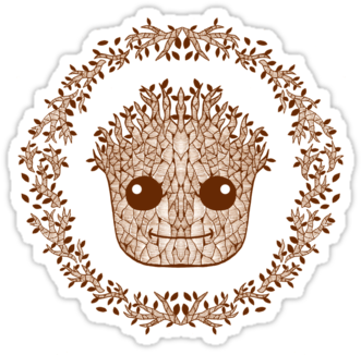 Groot Guardians Of The Galaxy Illustration Printed - Coca-cola 1910 Classic (375x360), Png Download