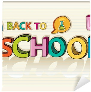 Back To School Social Colorful Education Icon Background - Back To School In Writing Cartoon (400x400), Png Download