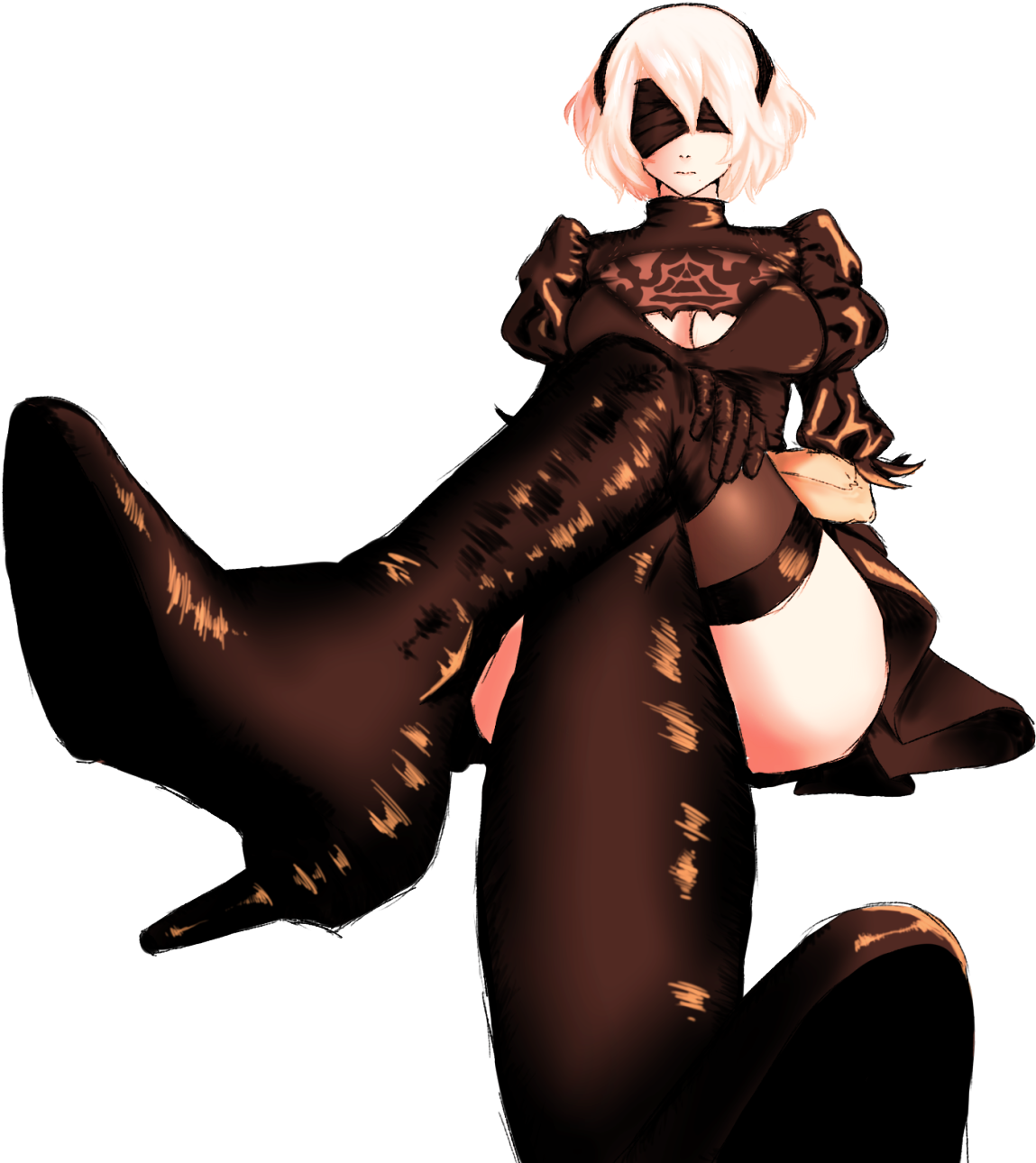 Automata Message Board For Playstation - 2b Nier Foot Worship (1280x1313), Png Download