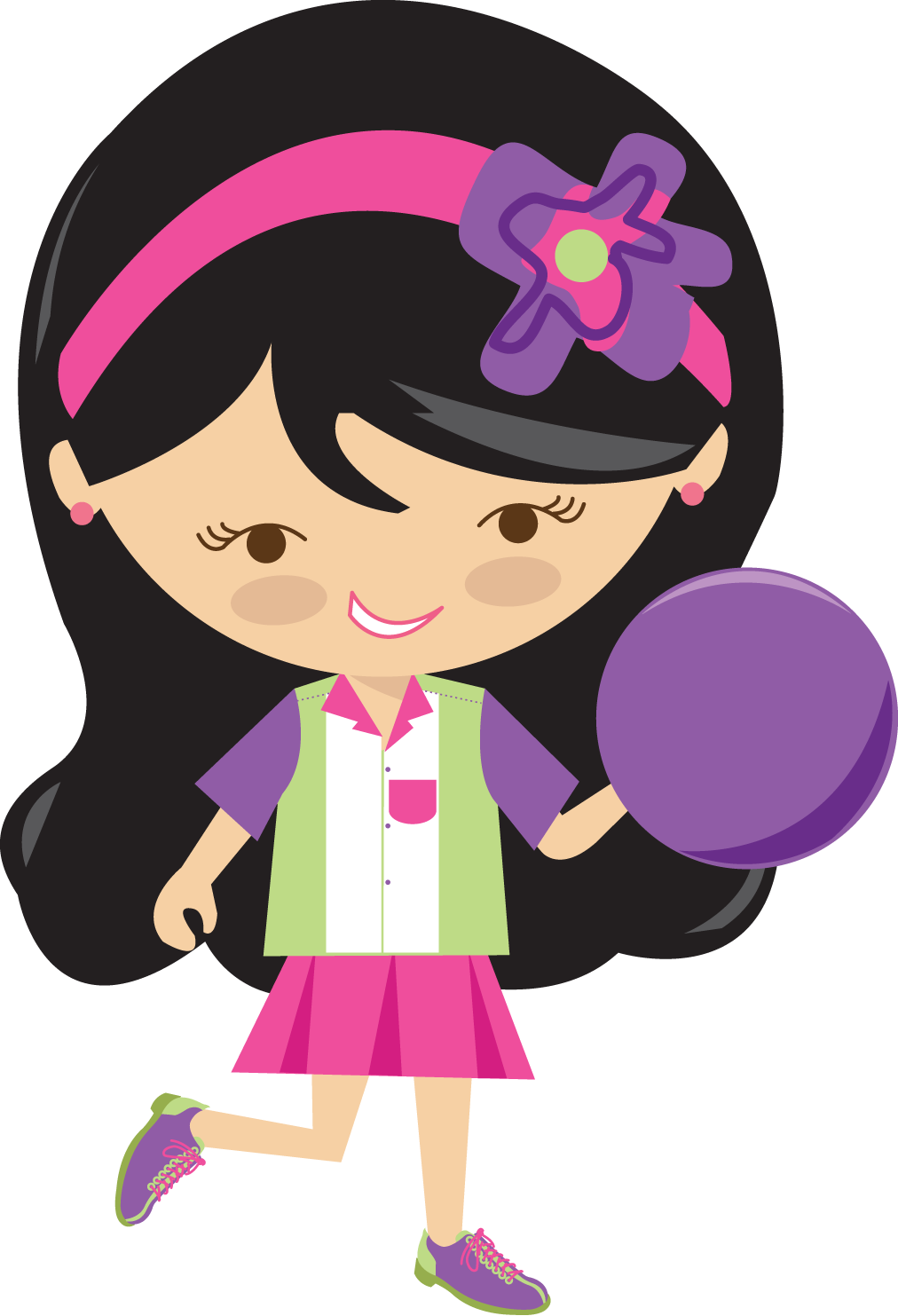 Little Girl Clipart Bowling - Bowling Girl Clip Art (1012x1483), Png Download