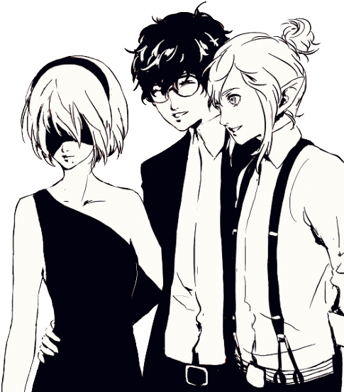 Begaria On Twitter - Persona 5 Nier Automata (499x562), Png Download